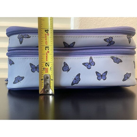 TENDER LOVE & + CARRY Travel Toiletry Makeup Cosmetic Bag Purple butterflies zip - Picture 9 of 9